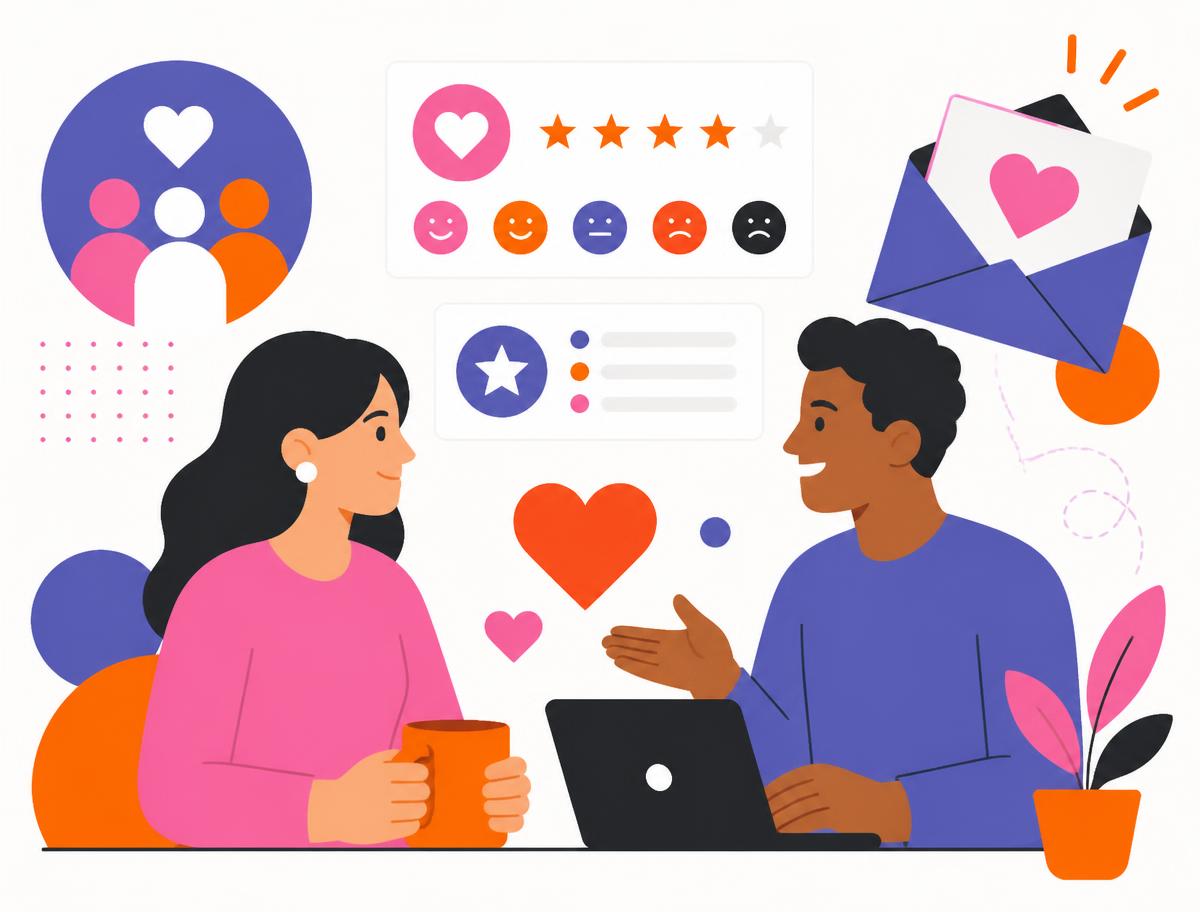 Illustration of a fundraiser listening to donor feedback